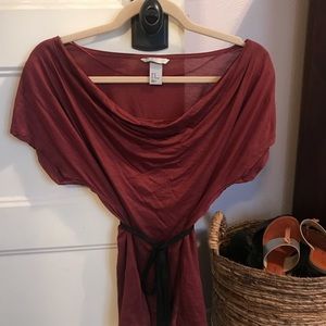 Sheen rust colored scooped cowl neck shirt